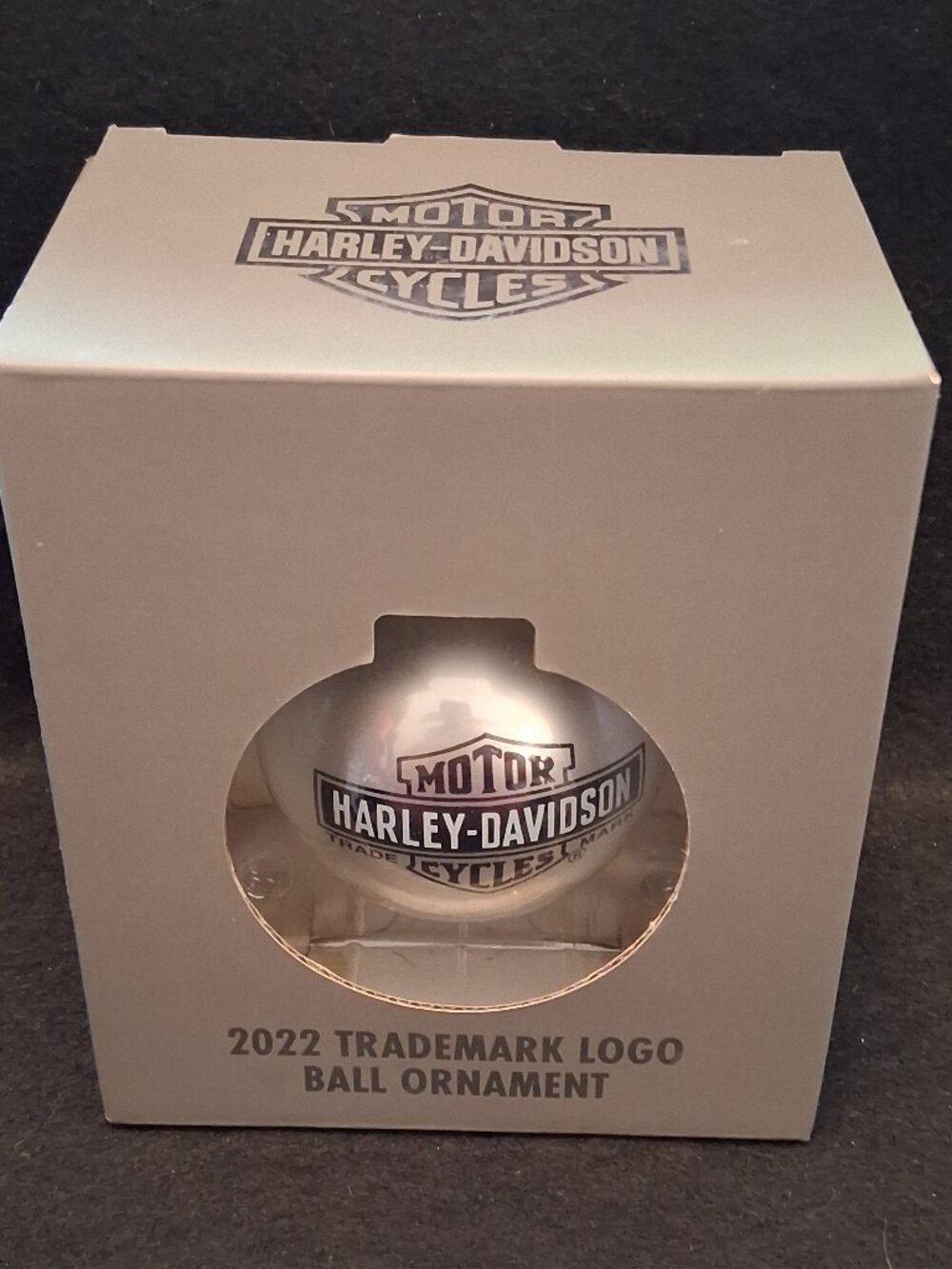 Harley-Davidson 2022 Trademark Matte Silver Glass Logo Ball Ornament